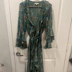 Gently Worn Max Studio High-Low wrap dress with 3/4 flutter sleeves
